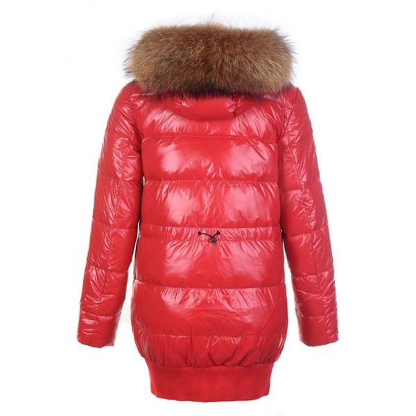 Moncler rosso Fur Cap E Slash lunga semplici Cappotti uscita